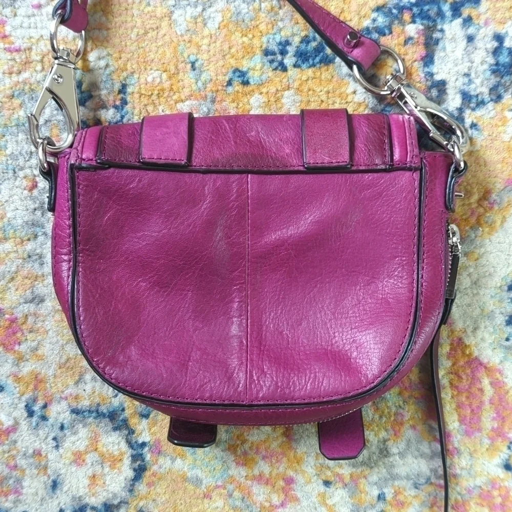 She + Lo Unchartered Leather Mini Crossbody Saddle Bag Plum Purple - Picture 15 of 16